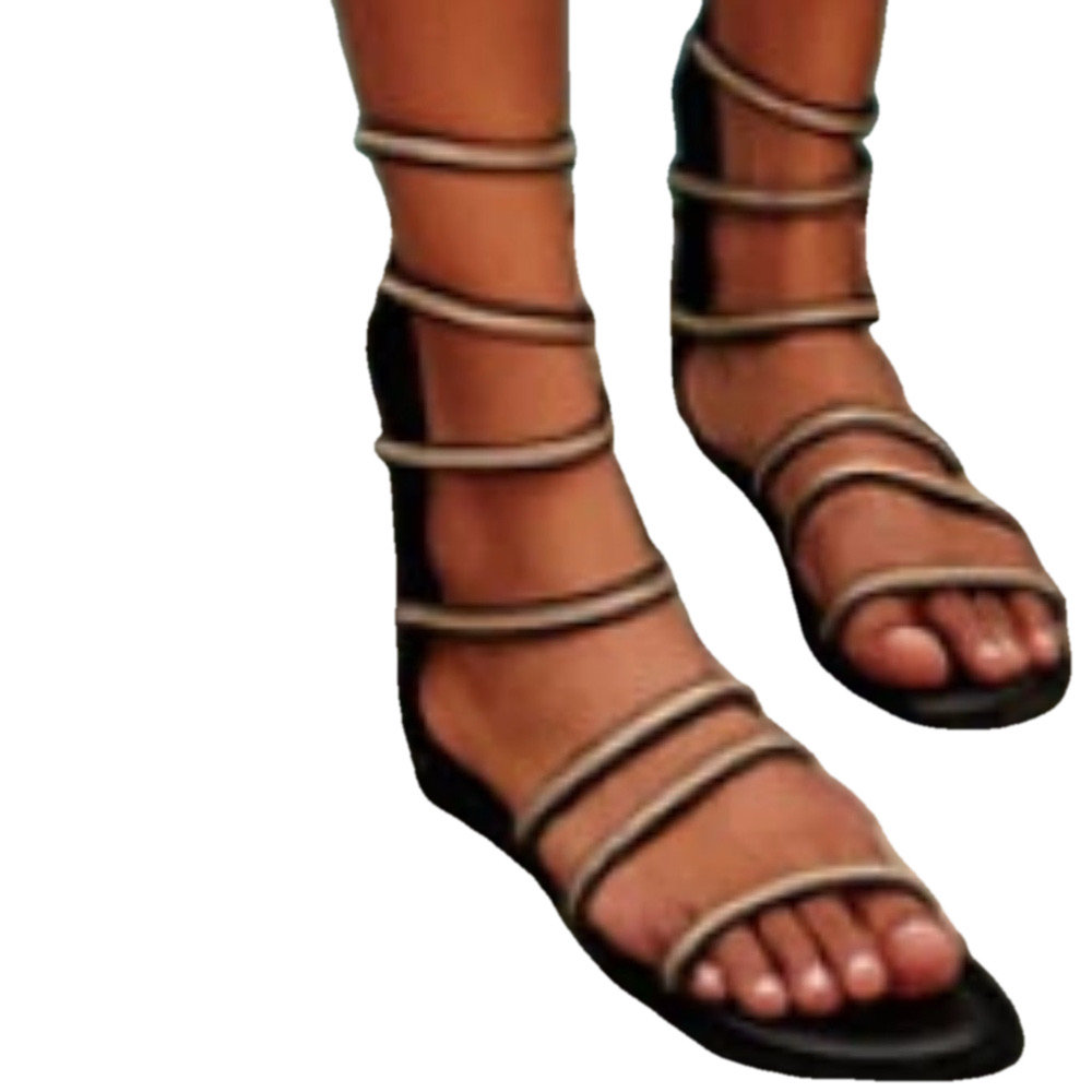 Free People Black Strappy Sandals